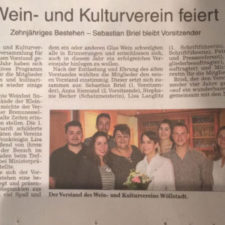 Presse: Wein- und Kulturverein feiert