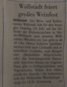 Presse: Wöllstadt feiert großes Weinfest
