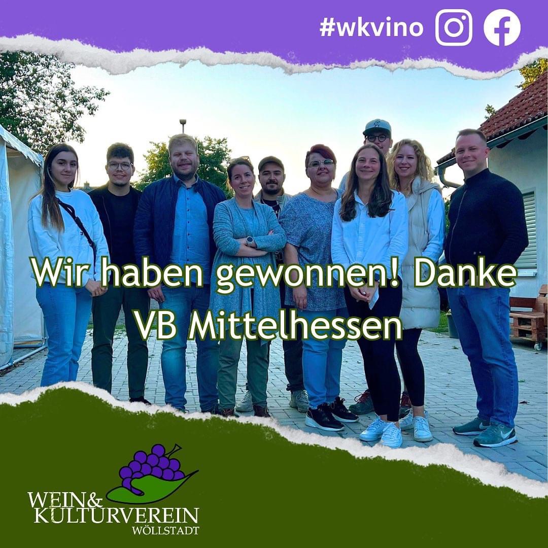 1.000 Euro für den Wein- und Kulturverein Wöllstadt bei Verlosung der Volksbank Mittelhessen